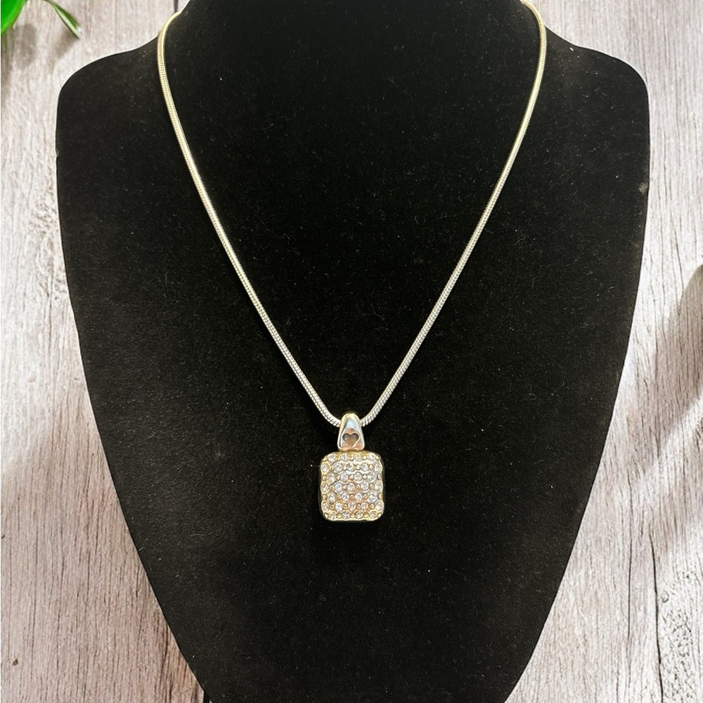 Brighton Silver Plated ‘Sacred Love’ Crystal Square Necklace 16”+2”